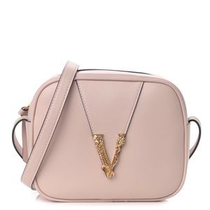1275$ Versace Nappy Virtus V Leather Beige Camera Bag NWT
